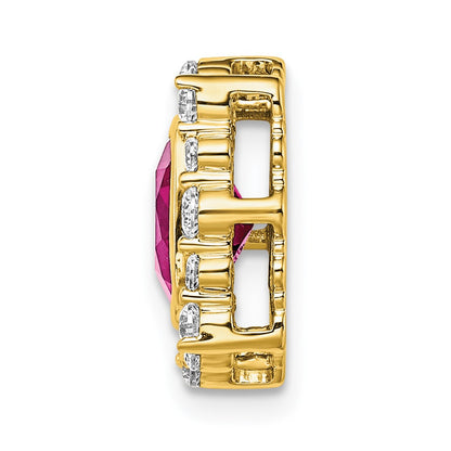 14k Yellow Gold 1/2 Ct. Lab Grown Diamond VS/SI+ G+ and Lab Created Pink Sapphire Square Chain Slide Pendant