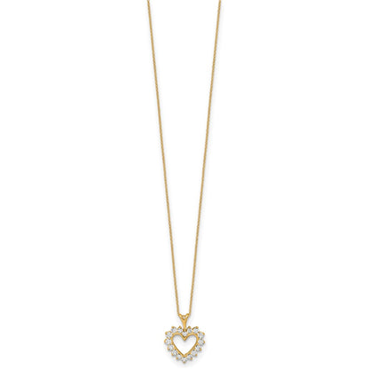 10k Yellow Gold 1/2 Ct. Lab Grown Diamond VS/SI+ G+ 18 inch Heart Pendant Necklace