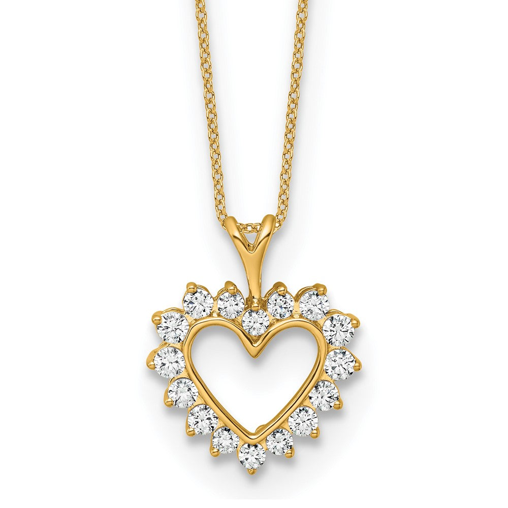 10k Yellow Gold 1/2 Ct. Lab Grown Diamond VS/SI+ G+ 18 inch Heart Pendant Necklace