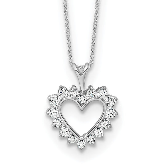 14k White Gold 1/2 Ct. Lab Grown Diamond VS/SI+ G+ 18 inch Heart Pendant Necklace