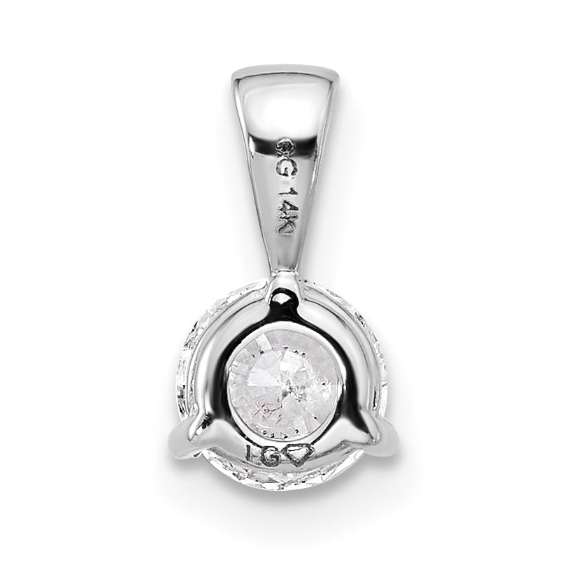 14k White Gold 1 Ct. Lab Grown Diamond VS/SI+ G+ Three Prong Solitare Pendant