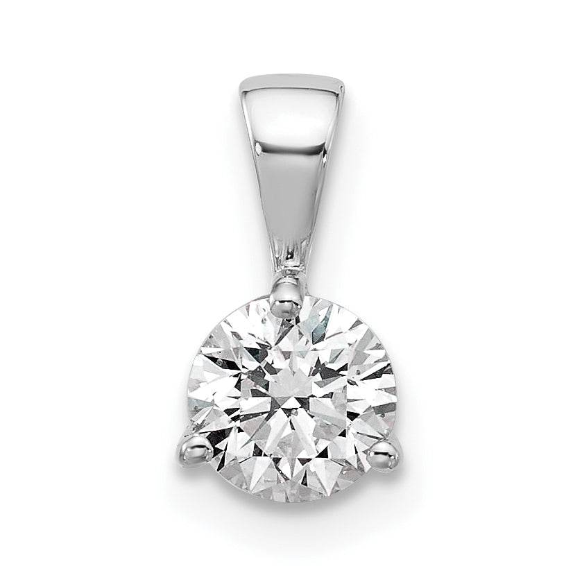 14k White Gold 1 Ct. Lab Grown Diamond VS/SI+ G+ Three Prong Solitare Pendant
