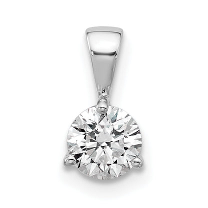14k White Gold 1 Ct. Lab Grown Diamond VS/SI+ G+ Three Prong Solitare Pendant
