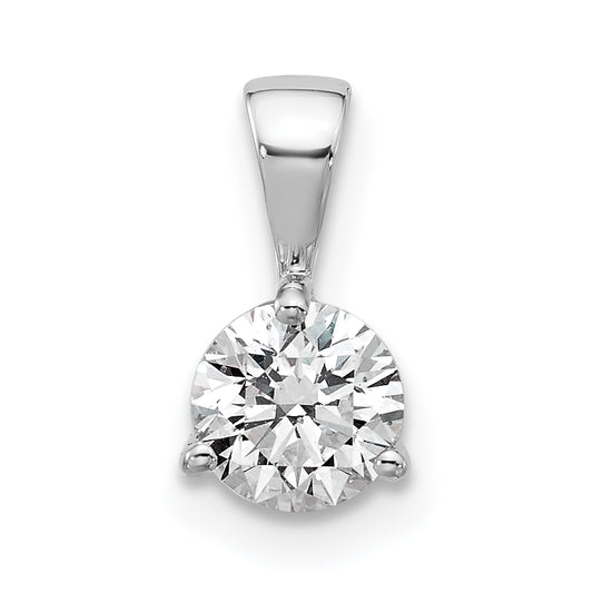 14k White Gold 1 Ct. Lab Grown Diamond VS/SI+ G+ Three Prong Solitare Pendant