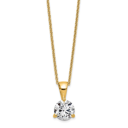 14k Yellow Gold 3/4 Ct. Lab Grown Diamond VS/SI+ G+ Three Prong 18 inch Solitare Pendant Necklace