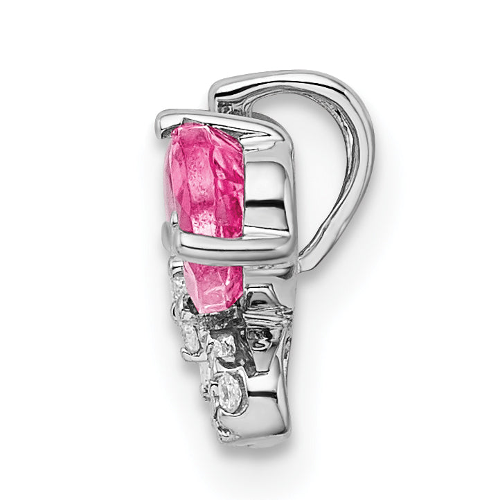 14k White Gold 14k White Gold Pink Tourmaline & Diamond Butterfly Chain Slide