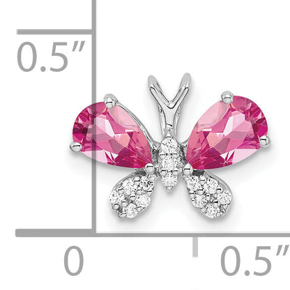 14k White Gold 14k White Gold Pink Tourmaline & Diamond Butterfly Chain Slide