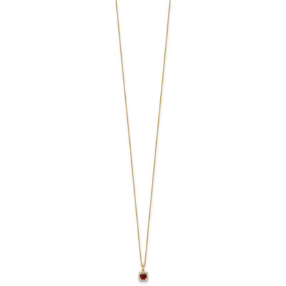 10k Yellow Gold 1/10 Ct. Lab Grown Diamond VS/SI+ G+ and Created Ruby 18 inch Pendant Necklace