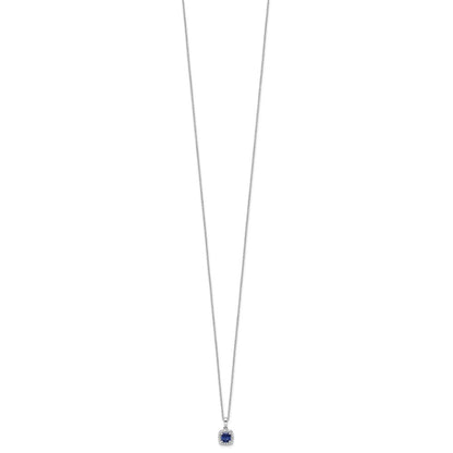 10k White Gold 1/10 Ct. Lab Grown Diamond VS/SI+ G+ and Created Sapphire 18 inch Pendant Necklace