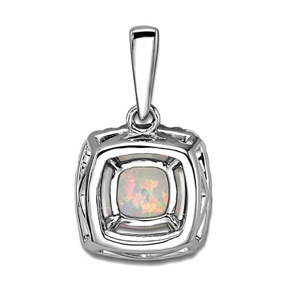 14k White Gold 1/4 Ct. Lab Grown Diamond VS/SI+ G+ October Birthstone Lab Created Opal Halo Pendant
