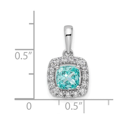 Pure Serenity 14k White Gold 1/4 Ct. Lab Grown Diamond VS/SI+ G+ and Lab Created Paraiba Halo Pendant