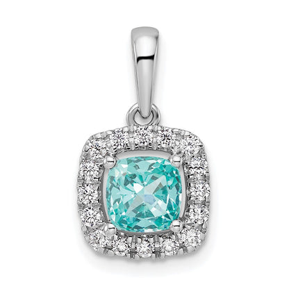 Pure Serenity 14k White Gold 1/4 Ct. Lab Grown Diamond VS/SI+ G+ and Lab Created Paraiba Halo Pendant