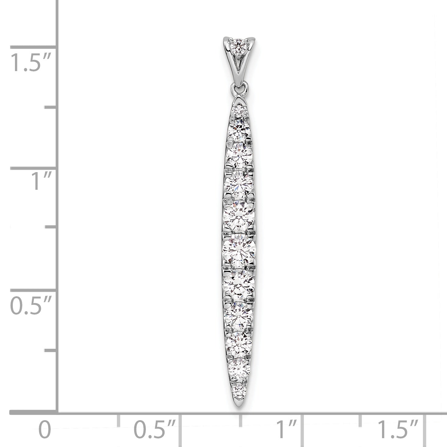 14k White Gold 1 Ct. Lab Grown Diamond VS/SI+ G+ Fancy Bar Pendant