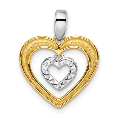 14k Two-tone Two Tone 1/6 Ct. Lab Grown Diamond VS/SI+ G+ Dangle Double Heart Pendant