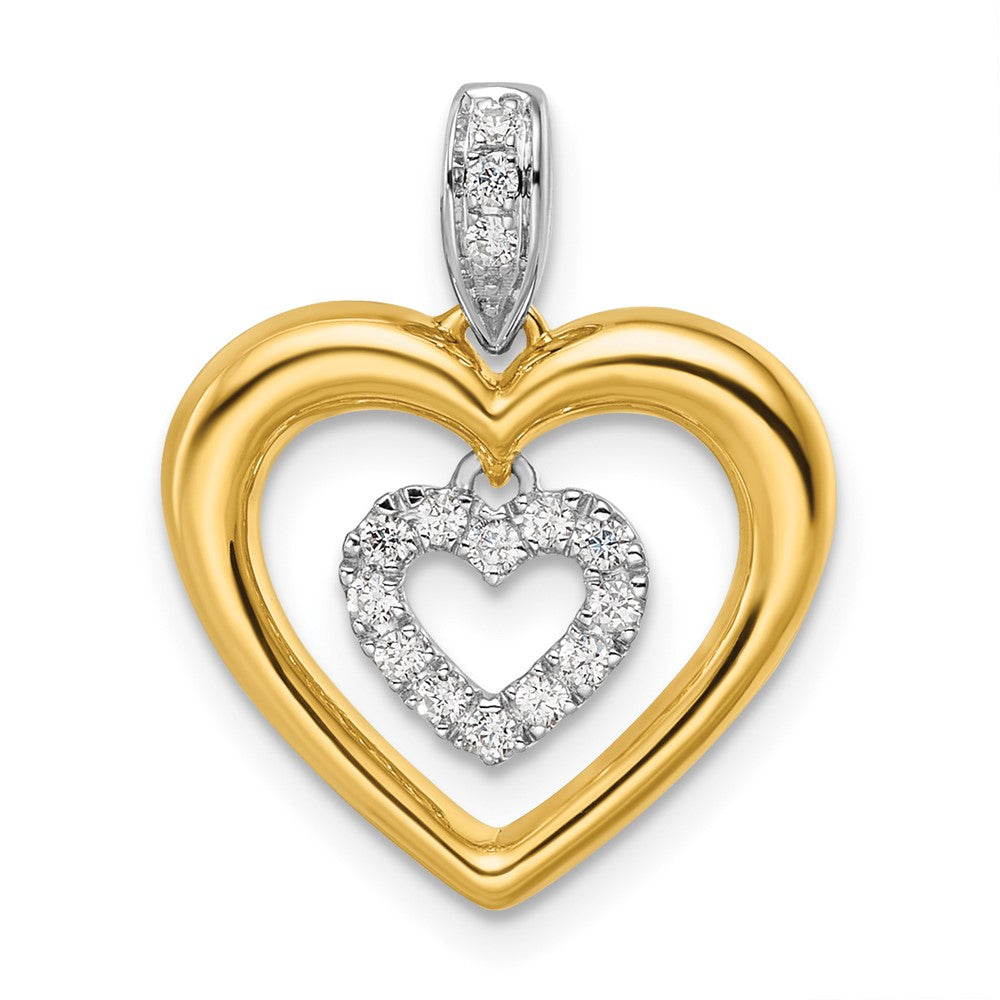 14k Two-tone Two Tone 1/6 Ct. Lab Grown Diamond VS/SI+ G+ Dangle Double Heart Pendant