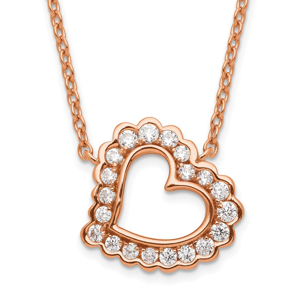 14K Rose Gold Lab Grown Diamond VS/SI+ G+ Heart Necklace