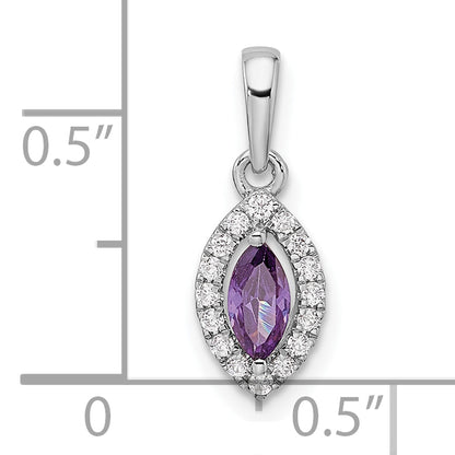 14k White Gold 1/10 Ct. Lab Grown Diamond VS/SI+ G+ and Amethyst February Birthstone Pendant