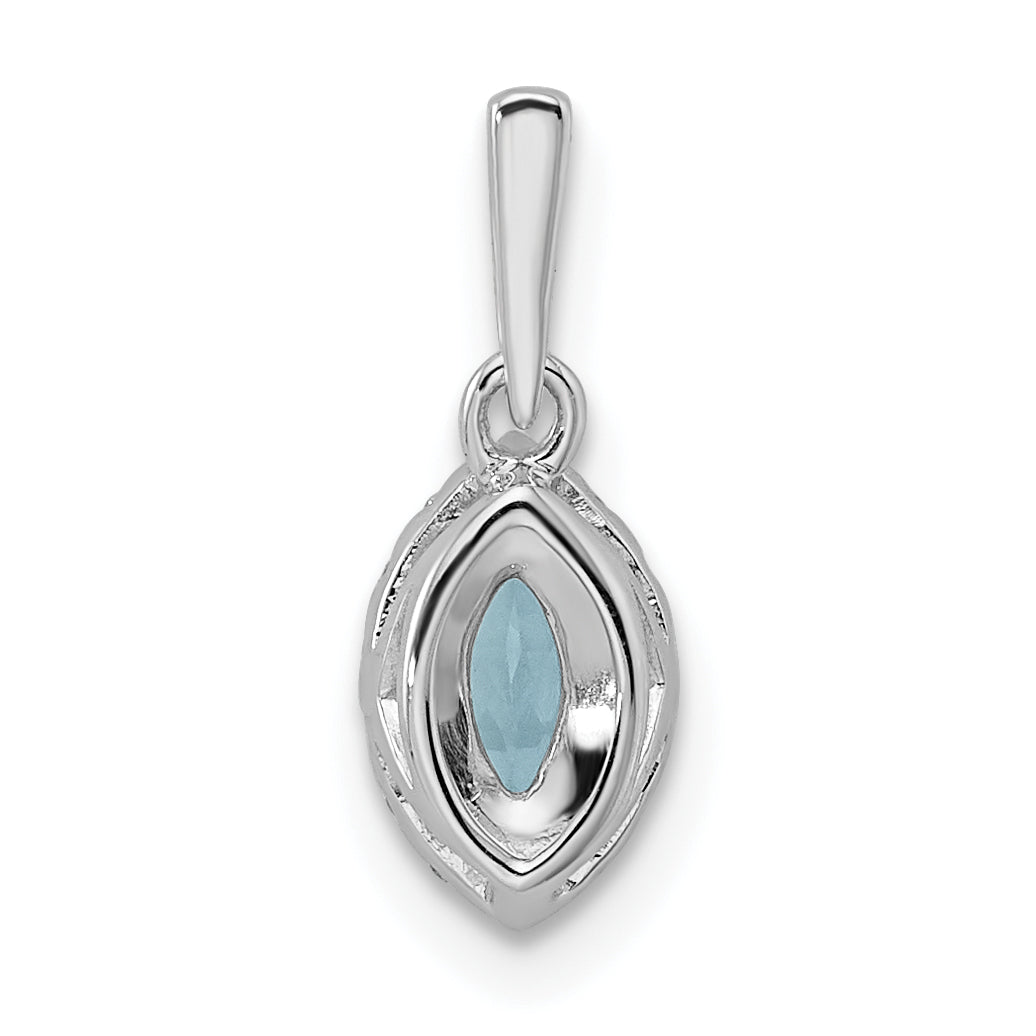 14k White Gold 1/10 Ct. Lab Grown Diamond VS/SI+ G+ and Aquamarine March Birthstone Pendant