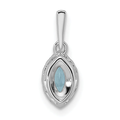 14k White Gold 1/10 Ct. Lab Grown Diamond VS/SI+ G+ and Aquamarine March Birthstone Pendant