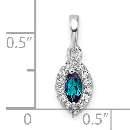 14k White Gold 1/10 Ct. Lab Grown Diamond VS/SI+ G+ and Lab Created Alexandrite June Birthstone Pendant
