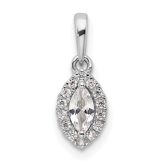 14k White Gold 1/10 Ct. Lab Grown Diamond VS/SI+ G+ and White Sapphire April Birthstone Pendant