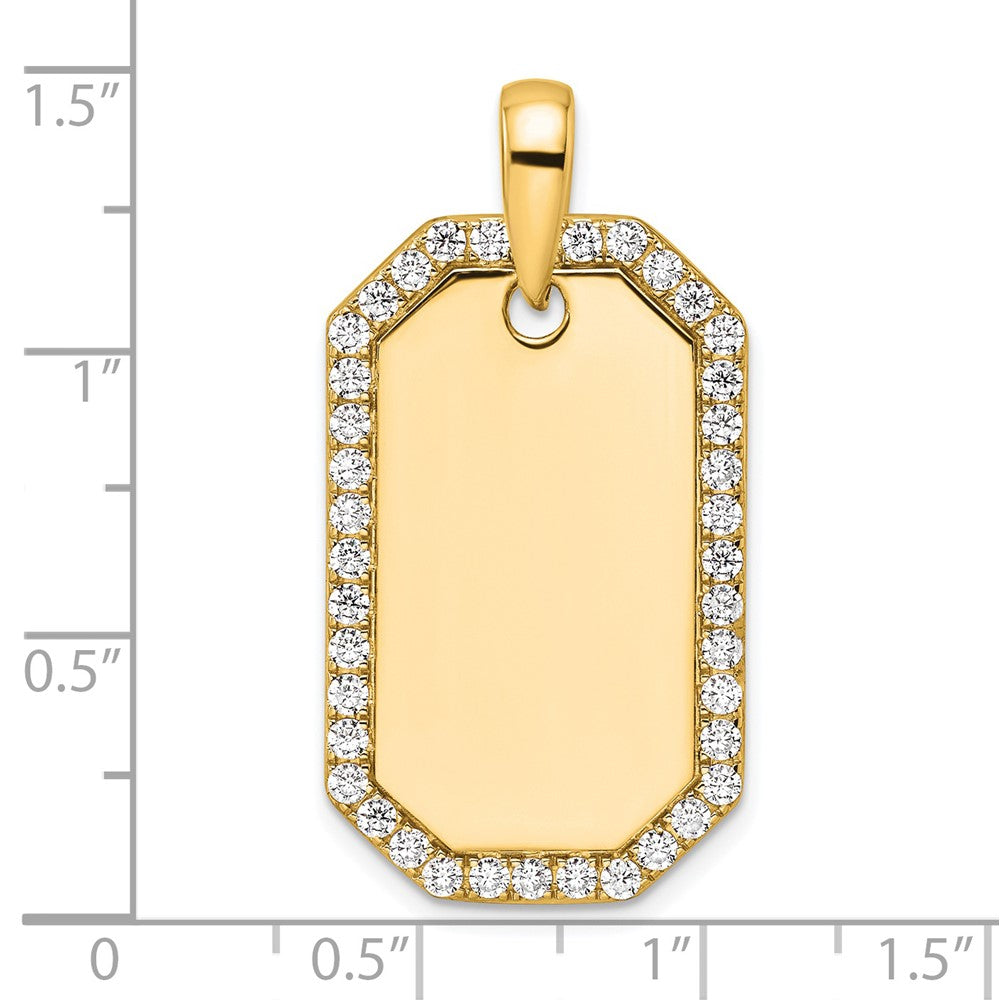 14K Yellow Gold True Origin Men'S 1 Carat Lab Grown Diamond Vs D E F Dog Tag Pendant