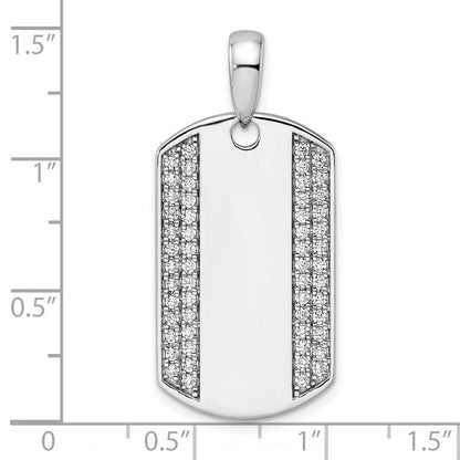 14K White Gold True Origin Men'S 3/4 Carat Lab Grown Diamond Vs D E F Dog Tag Pendant