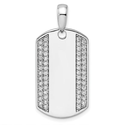 14K White Gold True Origin Men'S 3/4 Carat Lab Grown Diamond Vs D E F Dog Tag Pendant