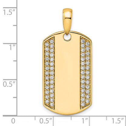 14K Yellow Gold True Origin Men'S 3/4 Carat Lab Grown Diamond Vs D E F Dog Tag Pendant