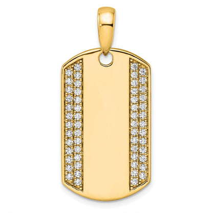 14K Yellow Gold True Origin Men'S 3/4 Carat Lab Grown Diamond Vs D E F Dog Tag Pendant