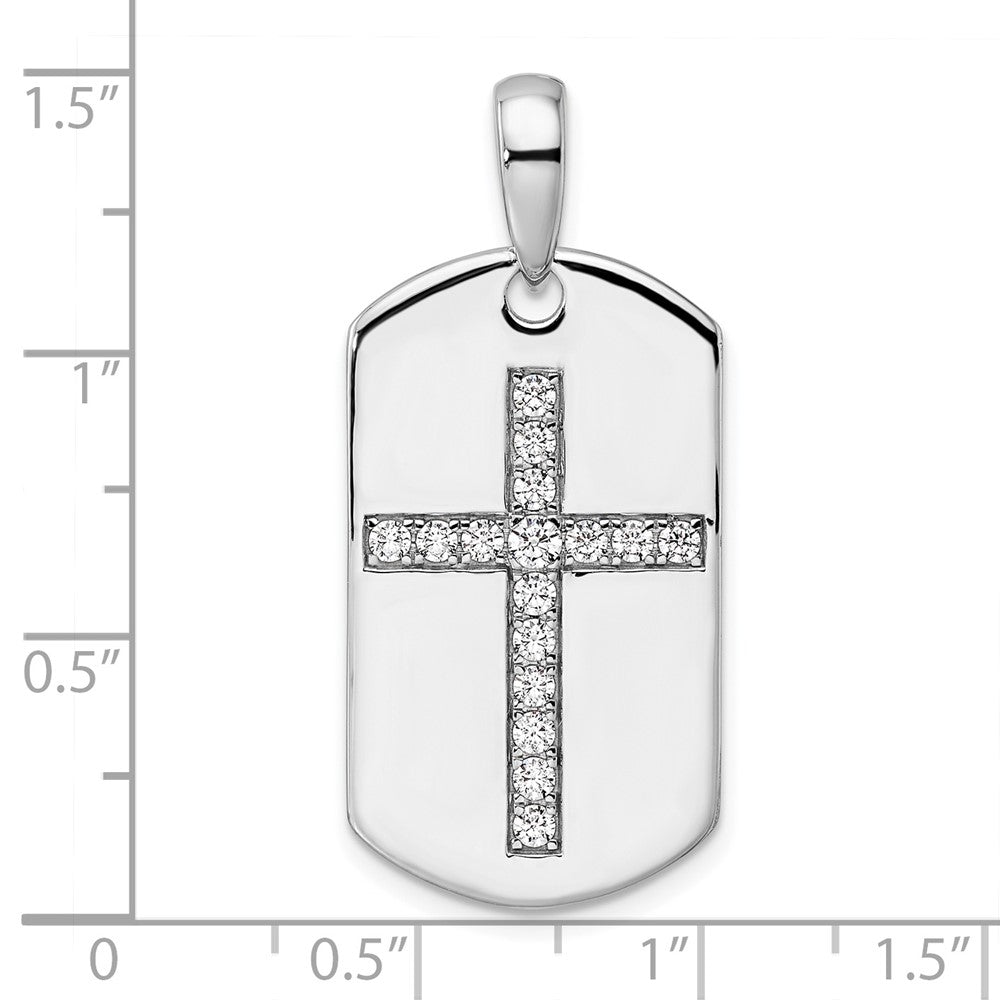 14K White Gold True Origin Men'S 1/2 Carat Lab Grown Diamond Vs D E F Cross Dog Tag Pendant