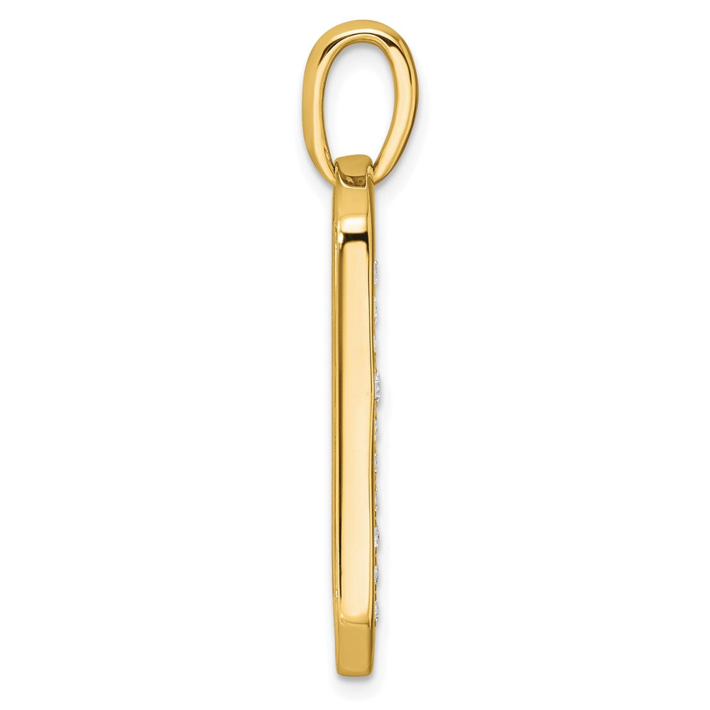 14K Yellow Gold True Origin Men'S 1/2 Carat Lab Grown Diamond Vs D E F Cross Dog Tag Pendant