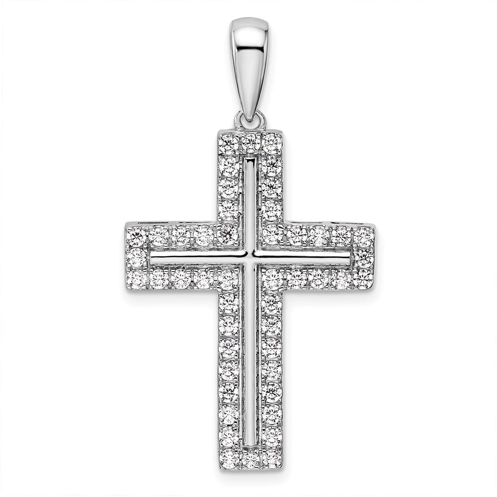 14K White Gold True Origin 1 Carat Lab Grown Diamond Vs D E F Cross Pendant