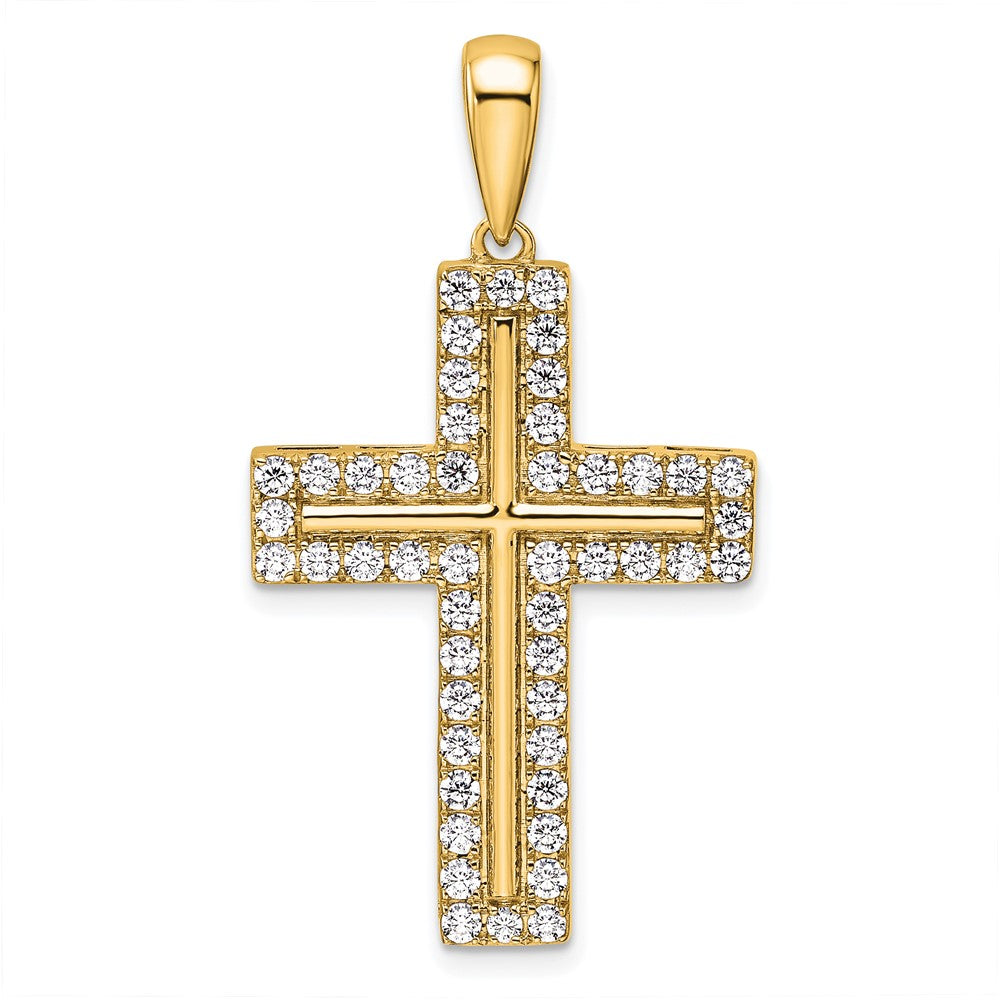 14K Yellow Gold True Origin 1 Carat Lab Grown Diamond Vs D E F Cross Pendant