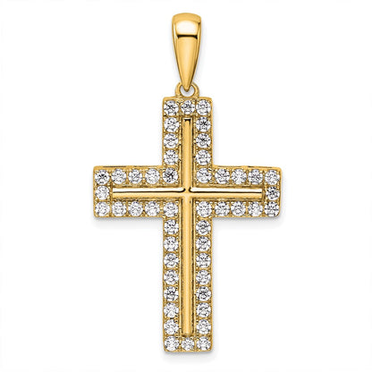 14K Yellow Gold True Origin 1 Carat Lab Grown Diamond Vs D E F Cross Pendant