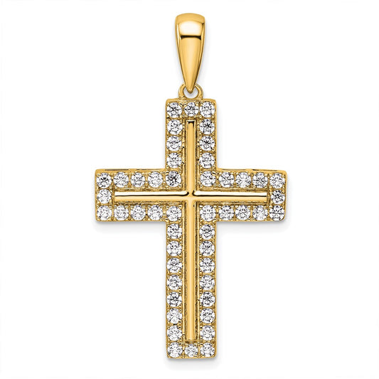 14K Yellow Gold True Origin 1 Carat Lab Grown Diamond Vs D E F Cross Pendant