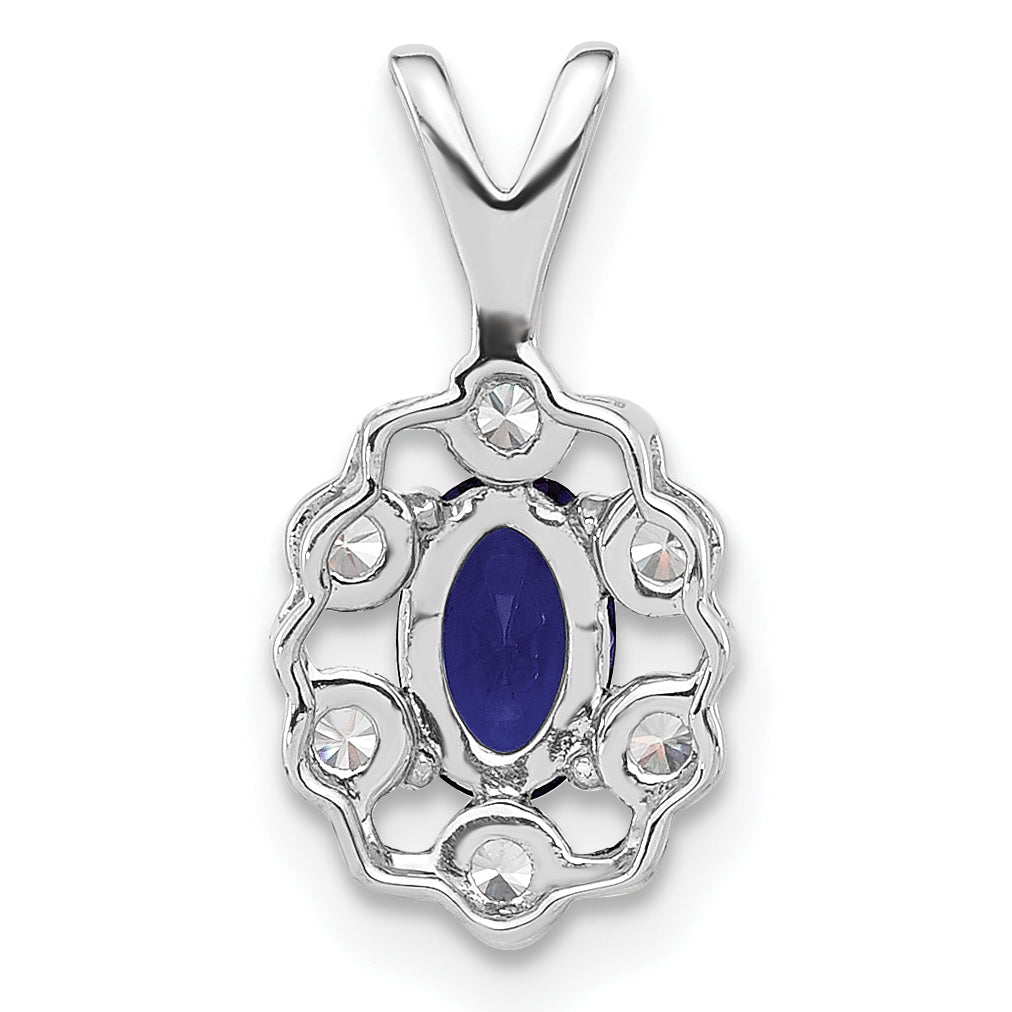 14k White Gold 1/10 Ct. Lab Grown Diamond VS/SI+ G+ and Lab Created Blue Sapphire Pendant
