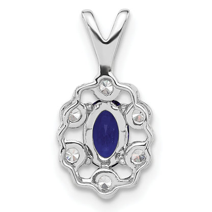 14k White Gold 1/10 Ct. Lab Grown Diamond VS/SI+ G+ and Lab Created Blue Sapphire Pendant