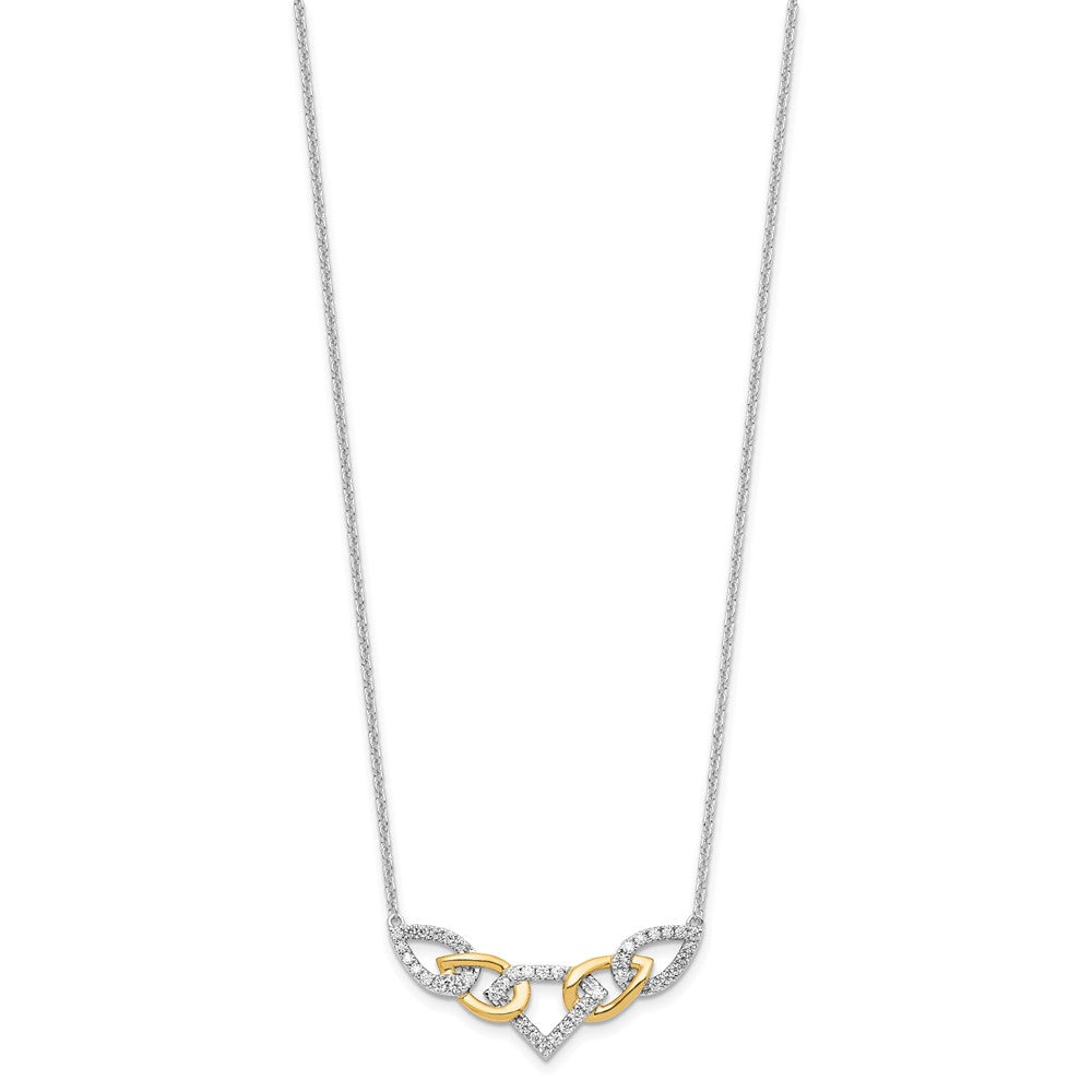 14K Two-Tone Lab Grown VS/SI+ G+ Diamond Linked Teardrop Necklace