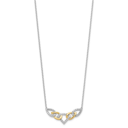 14K Two-Tone Lab Grown VS/SI+ G+ Diamond Linked Teardrop Necklace
