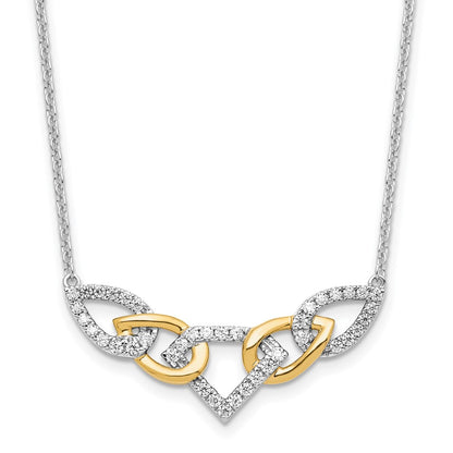 14K Two-Tone Lab Grown VS/SI+ G+ Diamond Linked Teardrop Necklace