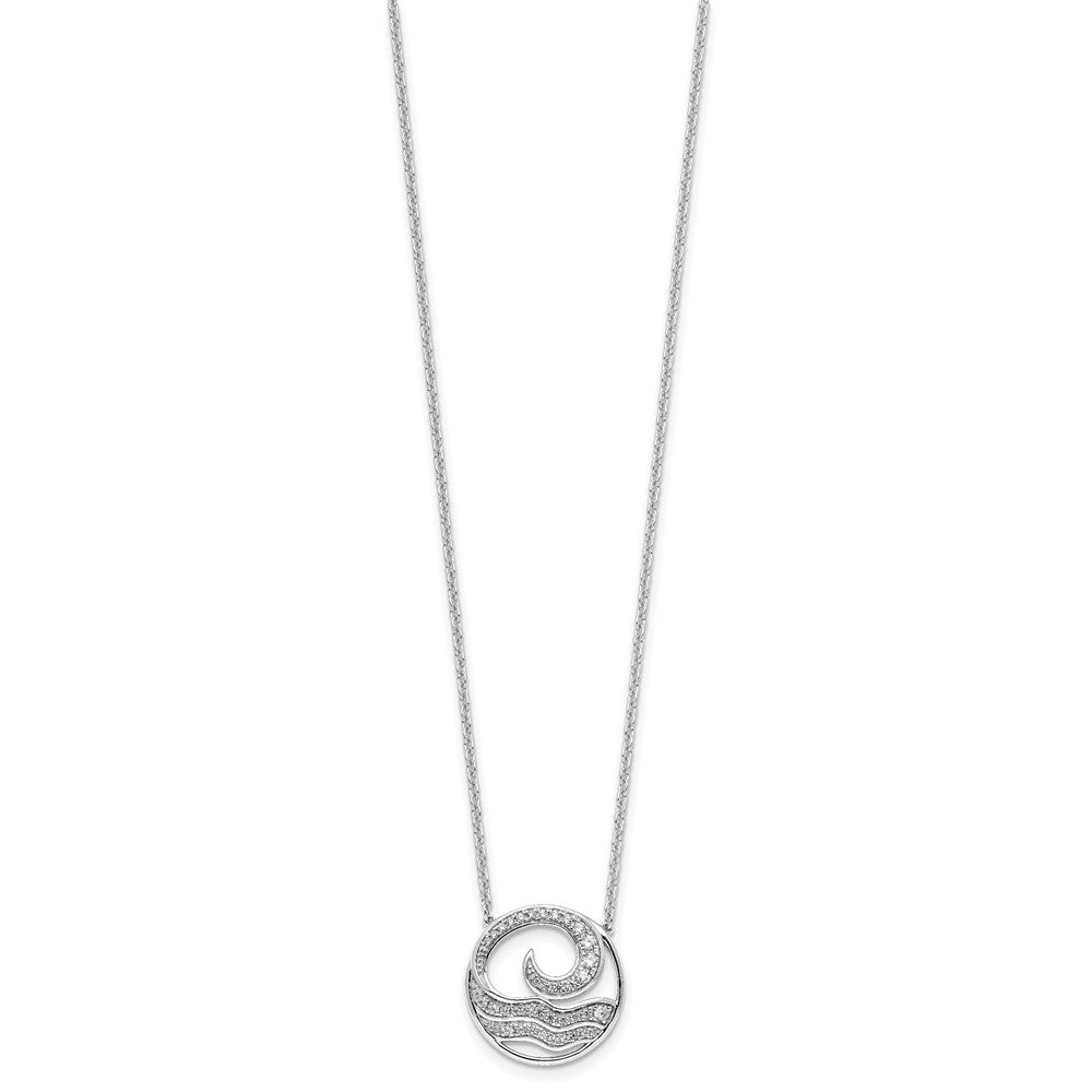 14K White Gold Lab Grown VS/SI+ G+ Diamond Ocean in Circle Necklace