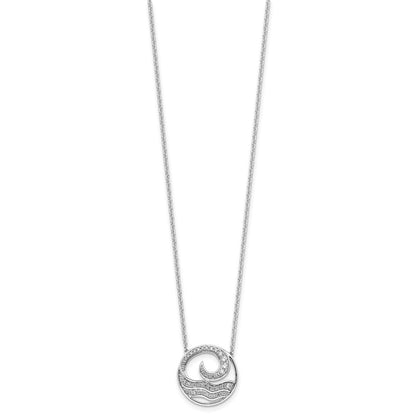 14K White Gold Lab Grown VS/SI+ G+ Diamond Ocean in Circle Necklace