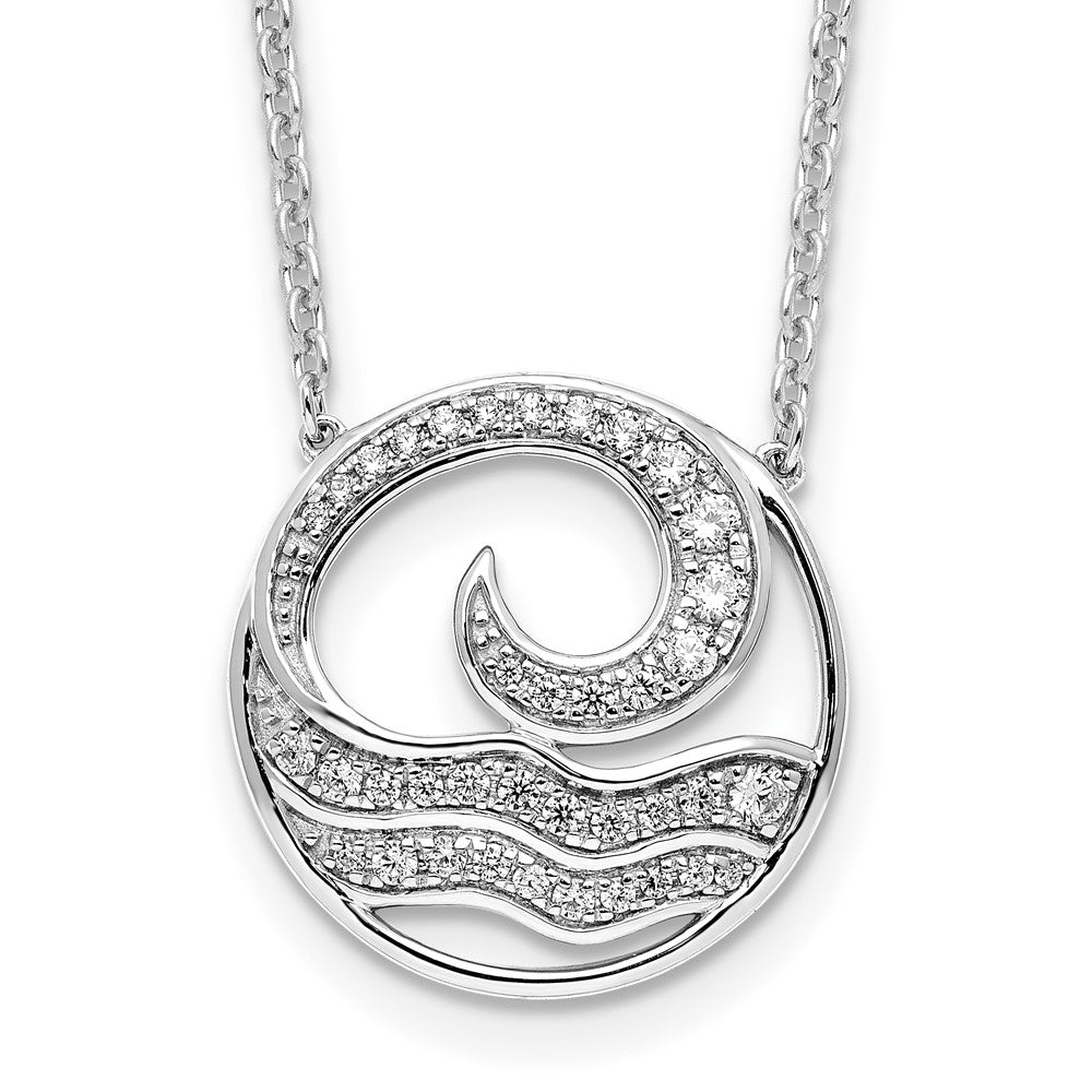 14K White Gold Lab Grown VS/SI+ G+ Diamond Ocean in Circle Necklace