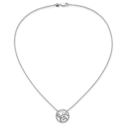14K White Gold Lab Grown VS/SI+ G+ Diamond Floral Circle Necklace