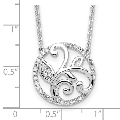 14K White Gold Lab Grown VS/SI+ G+ Diamond Floral Circle Necklace