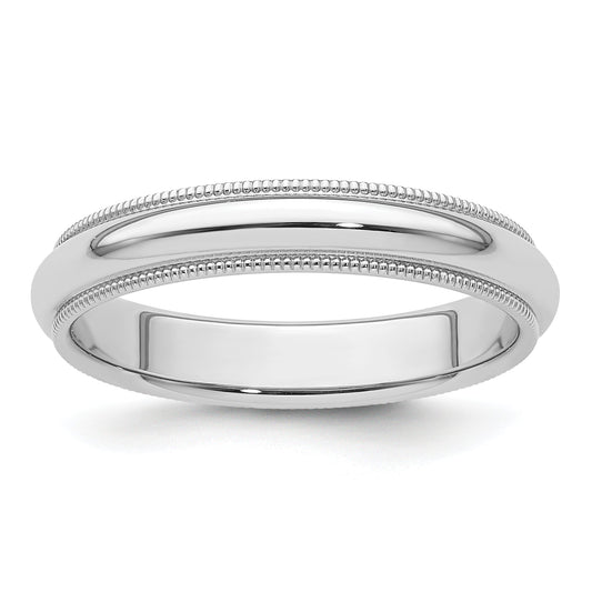 Platinum 4mm Polished Milgrain Comfort Fit Wedding Band