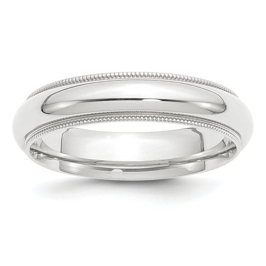 Platinum 5mm Polished Milgrain Comfort Fit Wedding Band