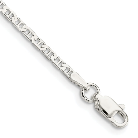 8 Inch Sterling Silver 2.1mm Flat Anchor Chain Bracelet