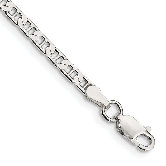 10 Inch Sterling Silver 3mm Flat Anchor Chain Anklet